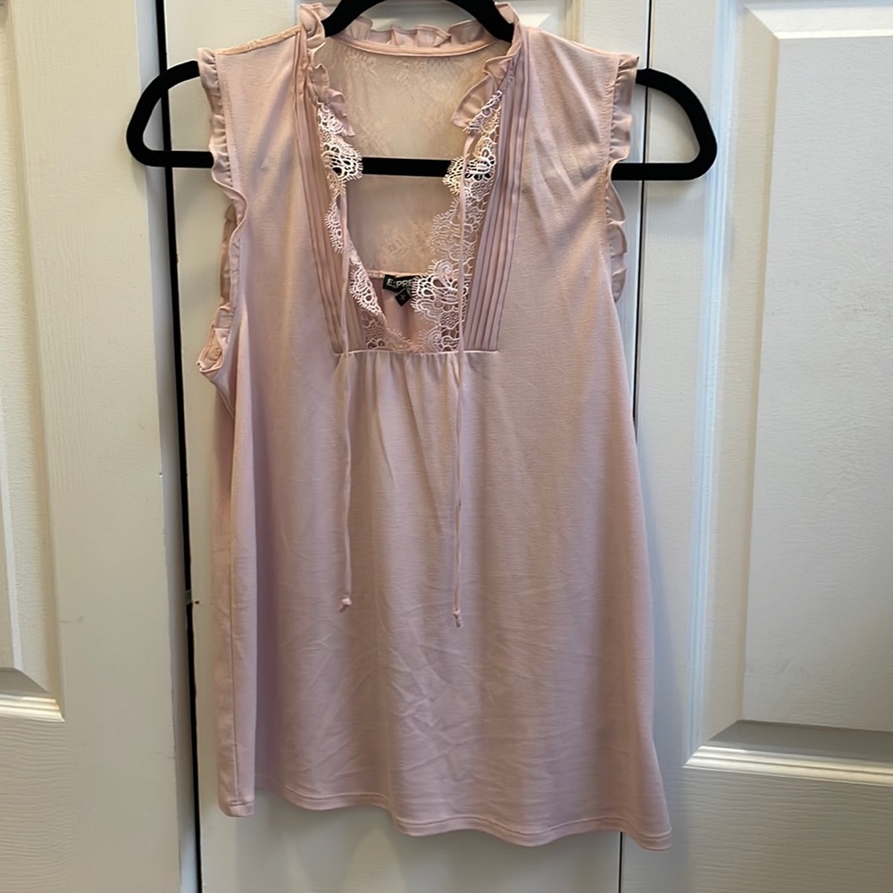 Express Baby Pink Lace Tank Top Blouse